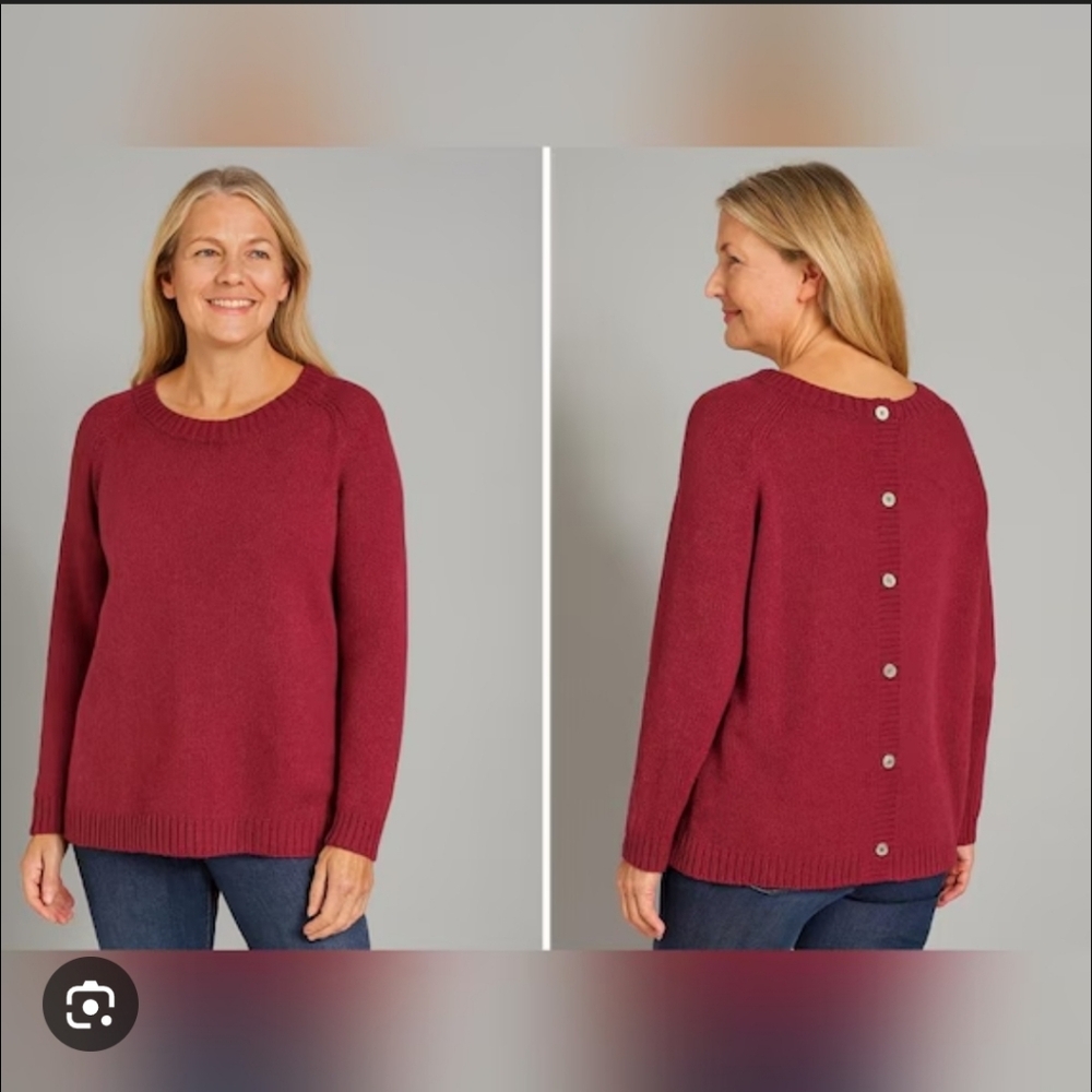 J. Jill Burgundy Button-Back Sweater